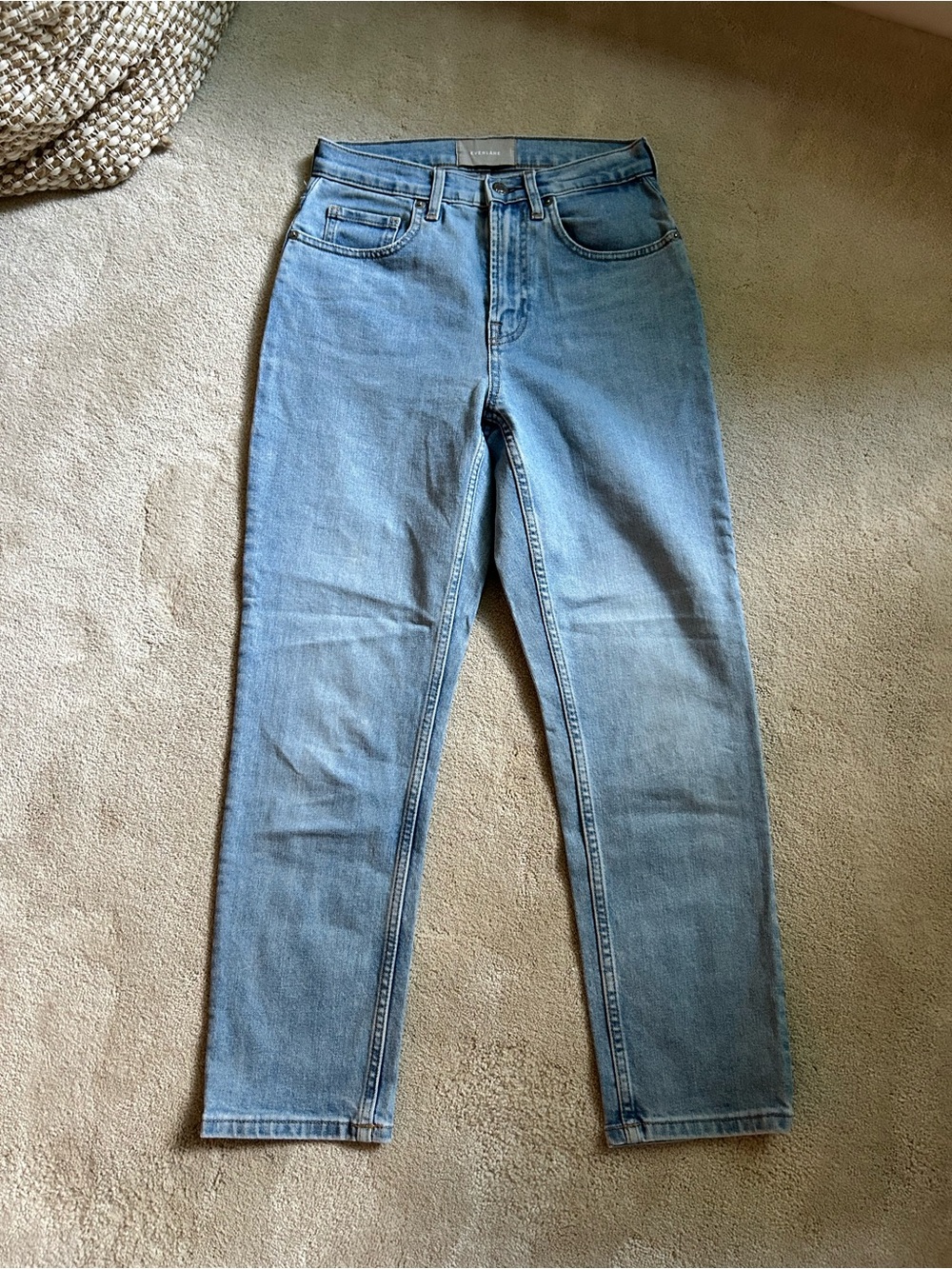 Everlane High-Rise Light Blue Straight Jeans 25 Ankle